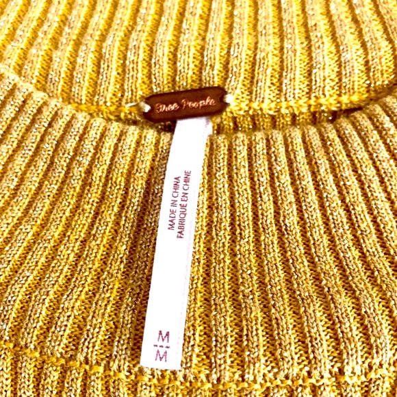 Free People French Girl Mini dress in Gold with belt.Metallic . Spring .Size M - Picture 8 of 9